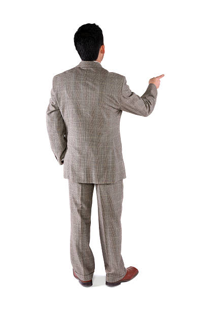 istock Businessman pointing against white background 182854877