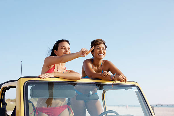 istock Cheerful friends enjoying a drive 182855417