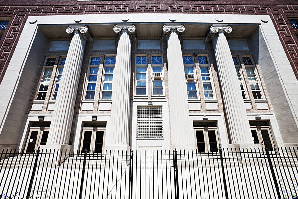 istock Neoclassical School Facade in Portage Park, Chicago 182856136