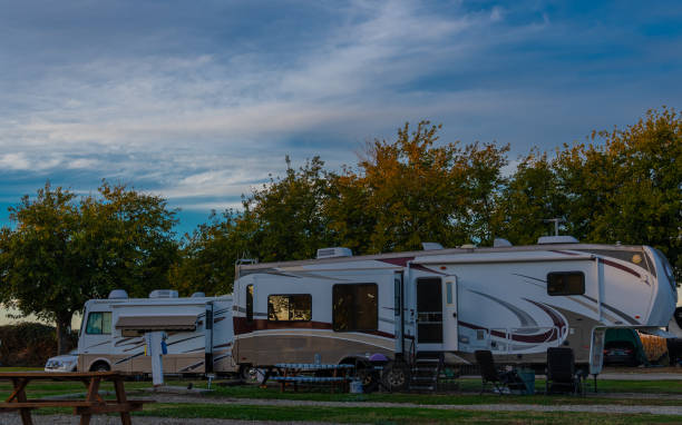 istock Camping in Rv motorhomes at campsite 1828563060