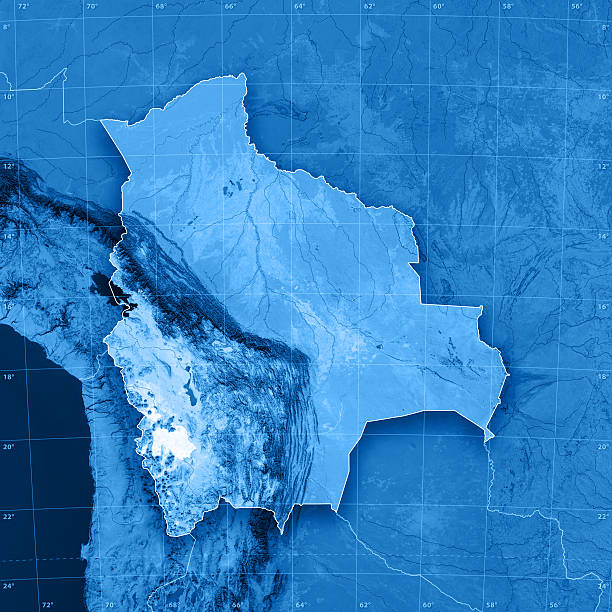 bolivia mappa topografica - chile map topography topographic map foto e immagini stock