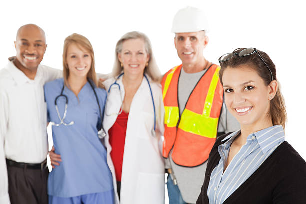 istock Happy Teacher With Group of Working Class Adults 182857192