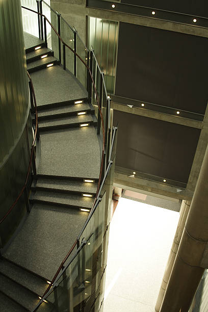 istock Futuristic Staircase in Office Building with Paper Airplanes 182857544