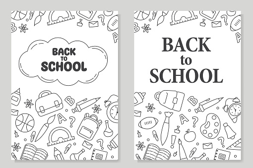 Freehand drawing school items.Concept of education. Online education.Doodle sketch style vector.