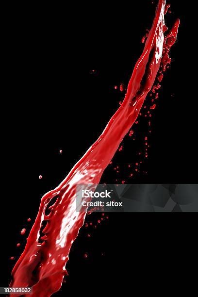 Rote Farbe Splash Stockfoto und mehr Bilder von Abstrakt - Abstrakt, Farbbild, Fleck