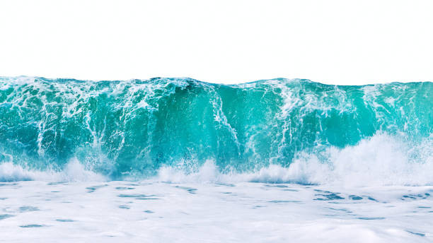 istock Powerful sea blue waves with white foam isolated on a white background. 1828582774