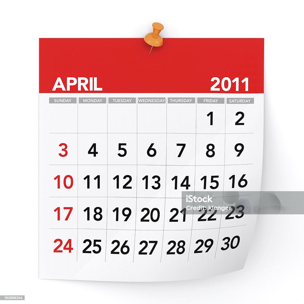 2011 년 4월-Calendar - 로열티 프리 0명 스톡 사진