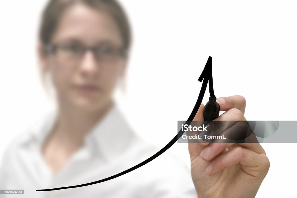 businesswoman drawing graph businesswoman drawing graph / chart on white background. Need more: Business Stock Photo