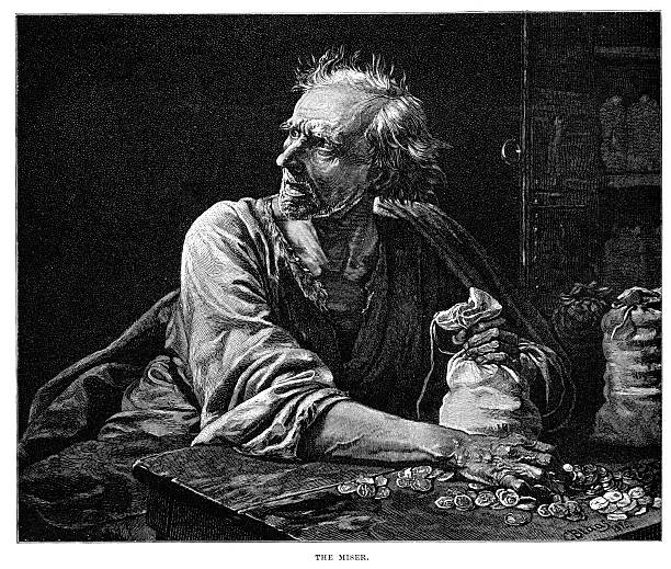 skąpiec - scrooge stock illustrations