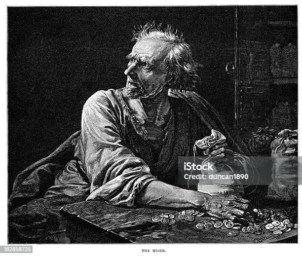 O Miser - Arte vetorial de stock e mais imagens de Ebenezer Scrooge - Ebenezer Scrooge, Avareza, Imagem Gravada