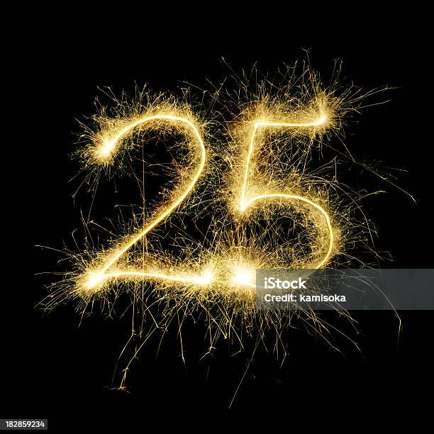 Resplandeciente Celebración De Veinticinco Foto de stock y más banco de imágenes de Número 25 - Número 25, Aniversario, Arte cultura y espectáculos