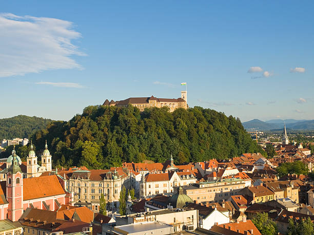 lublana z zamek - ljubljana flag slovenia scenics zdjęcia i obrazy z banku zdjęć