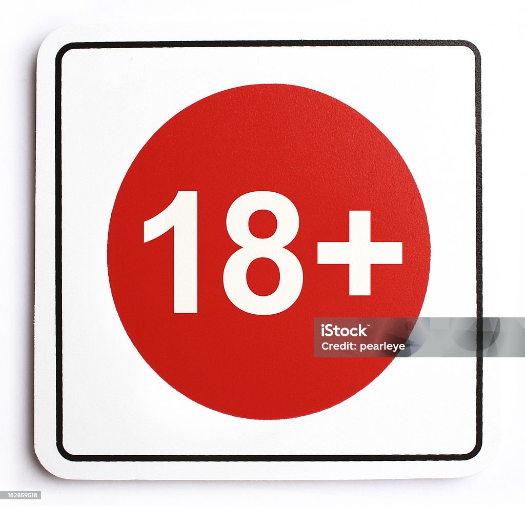 18+ sign for adult only 18-19 Years Stock Photo