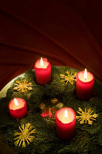 Advent wreath "Advent wreath with red candlesThere are more images, click here:" advent candle wreath adventskranz stock pictures, royalty-free photos & images