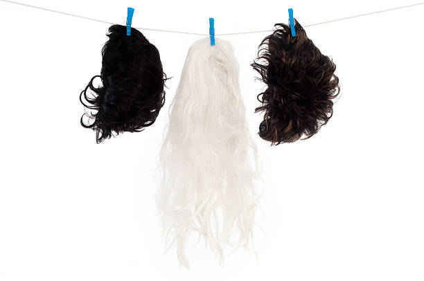 Drying wigs on washing line