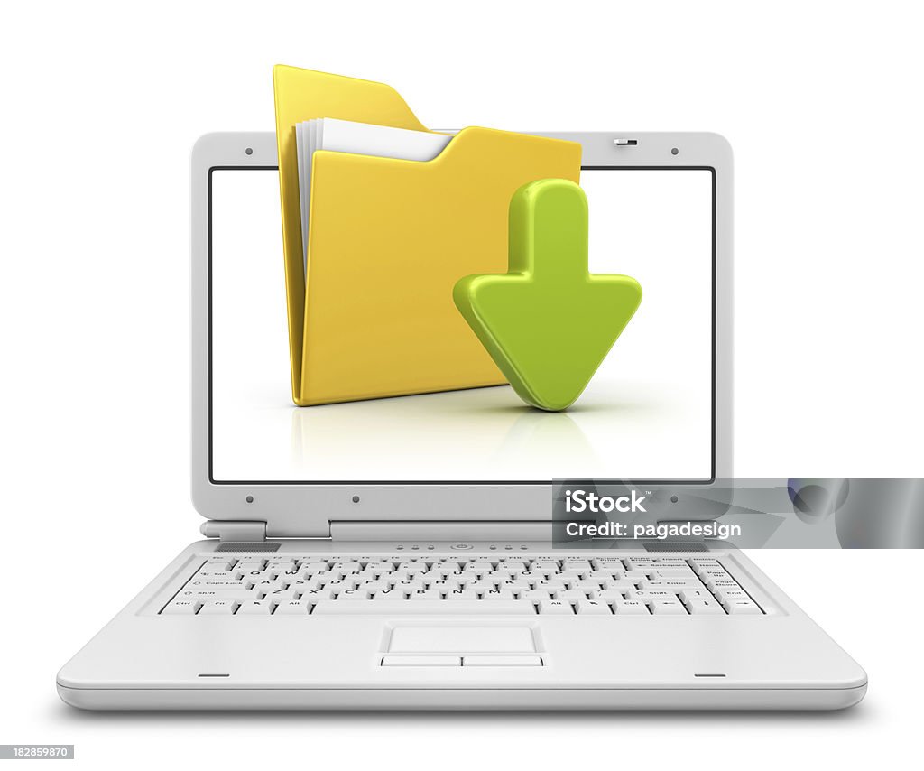 folder and download arrow in laptop  Archives Stock Photo