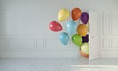 Celebration concept in the room with balloons