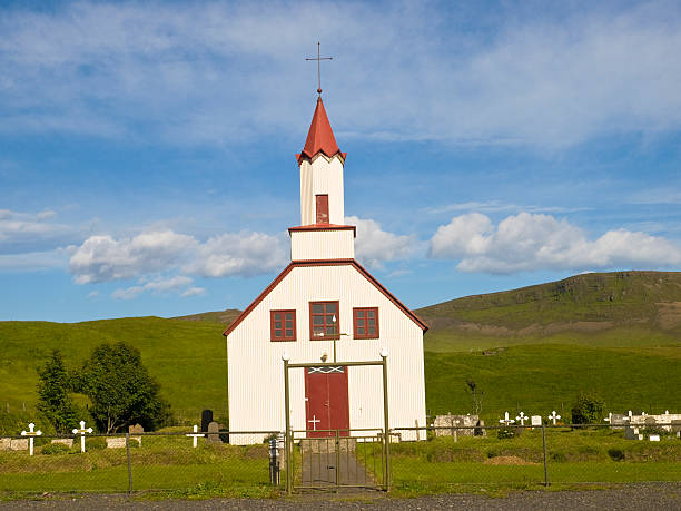 istock Small rural church in Iceland 182860298