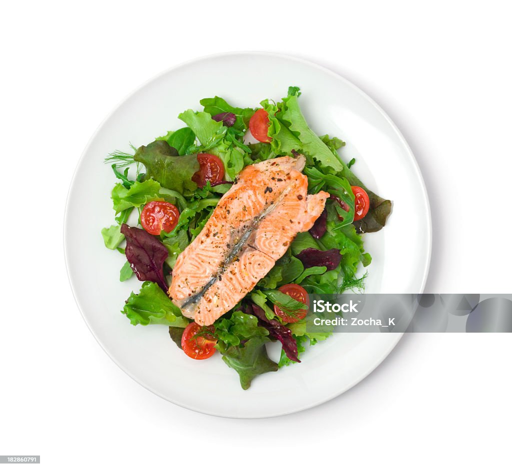 Lachs mit Salat - Lizenzfrei Salat - Speisen Stock-Foto