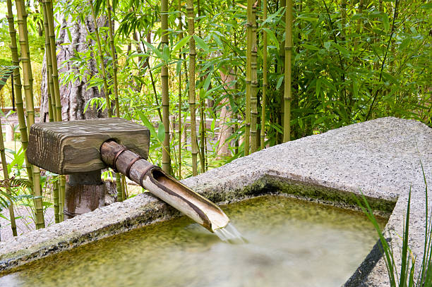 istock Outdoor fountain flowing into stone pool 182861072