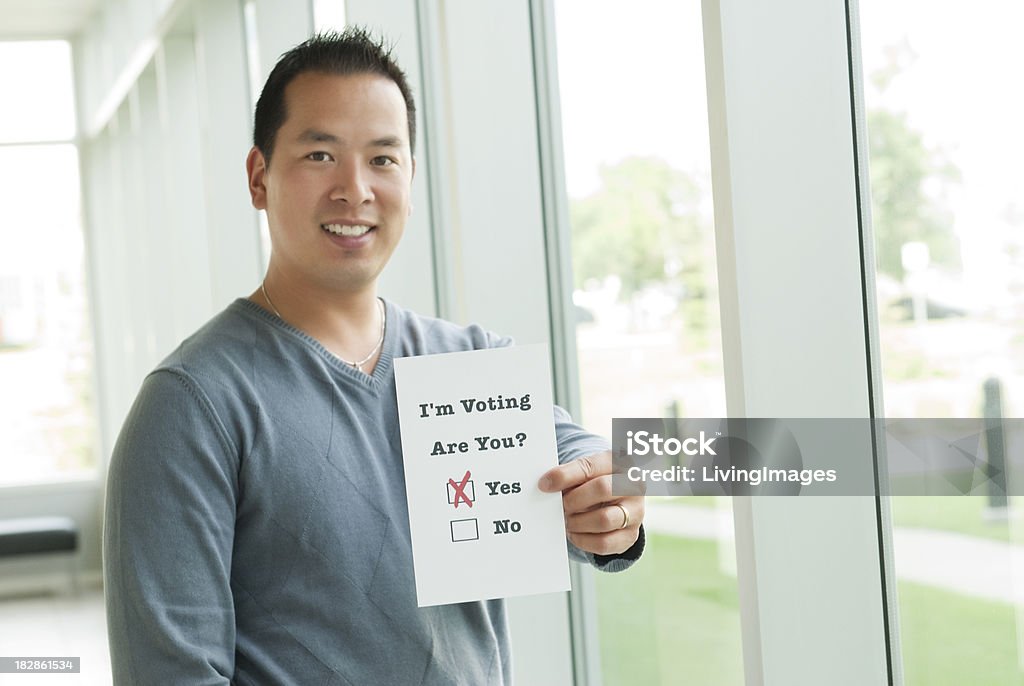 Voting Man Man letting everyone know that he's voting. Adult Stock Photo