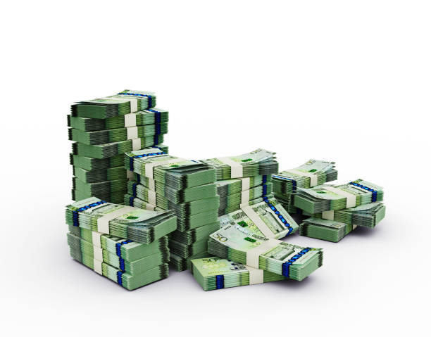 istock Stack of Libyan dinar notes. 3d rendering of bundles of money isolated on white background 1828620593