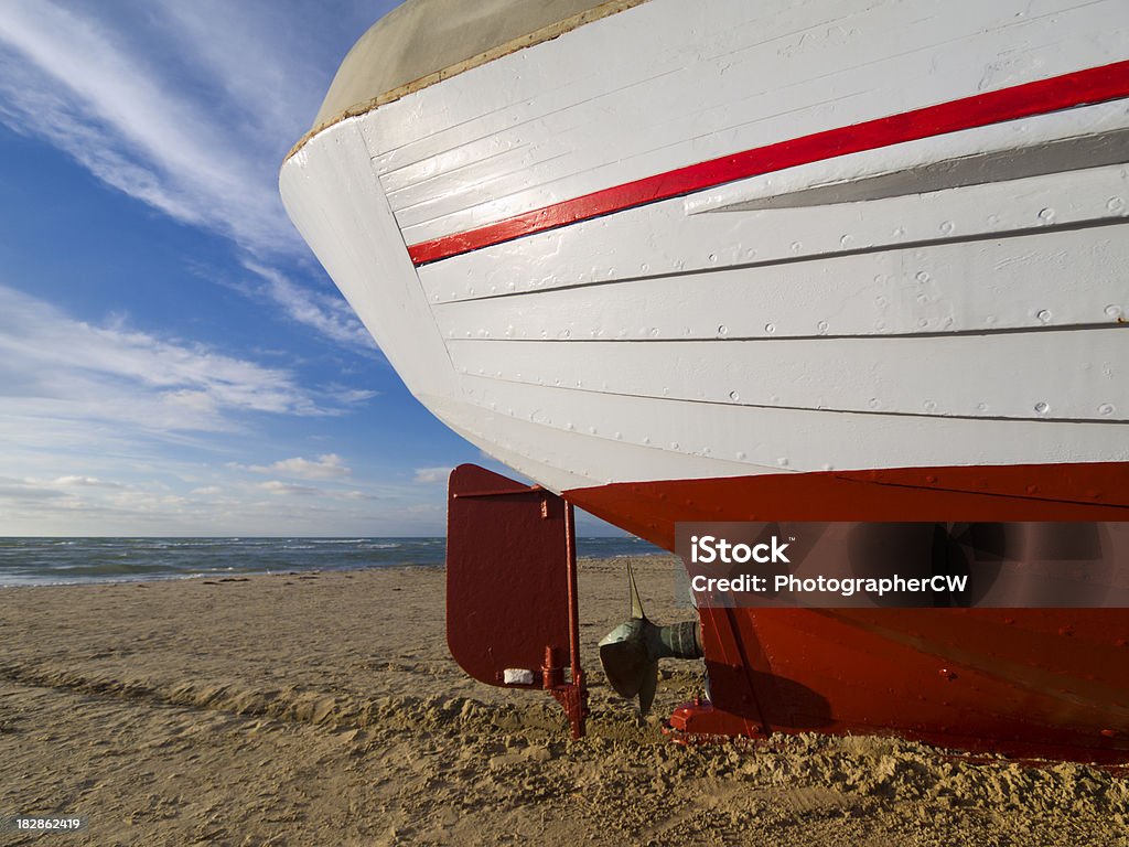 Stern de um barco de pesca dinamarquês - Foto de stock de Areia royalty-free