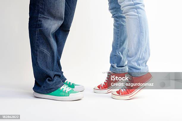 Tiptoe For Kissing Stock Photo - Download Image Now - Tall Person, Canvas Shoe, Tiptoe