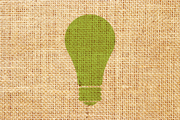 グリーンの電球 - backgrounds textured effect burlap textile点のイラスト素材／クリップアート素材／マンガ素材／アイコン素材