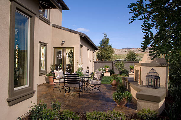 istock Home Exterior House Design Landscaping 182863224