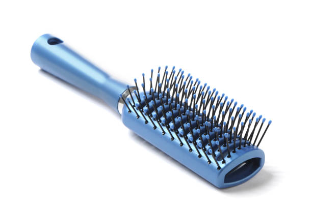 Blue Hairbrush Isolated on White Background