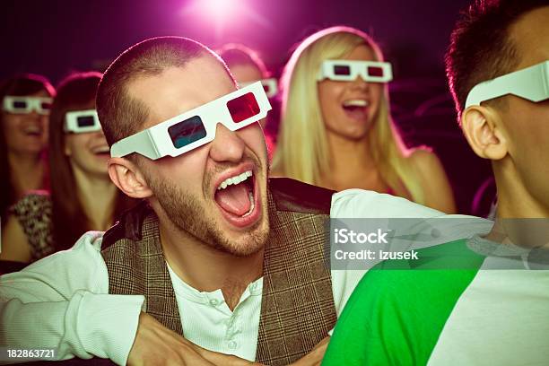 Young People In 3d Move Theater Stock Photo - Download Image Now - 3-D Glasses, Adult, Arts Culture and Entertainment