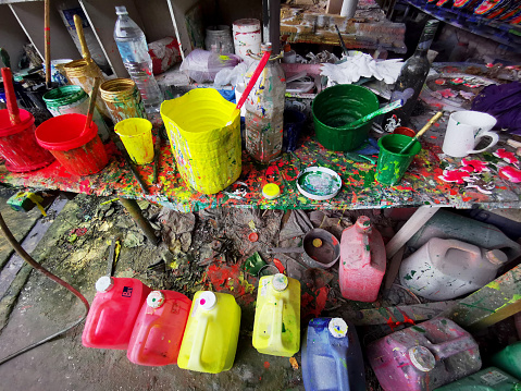 Paints and colours in Dragon Sculpture Joss Stick Factory