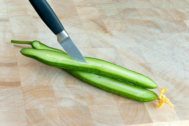 Slit cucumber stock photo