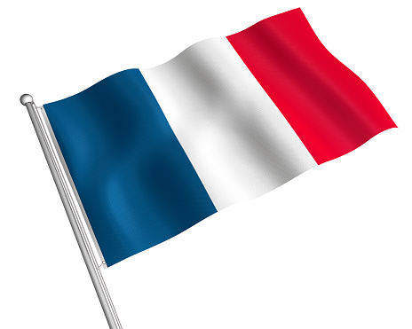 Hi res flag of France isolated on white.