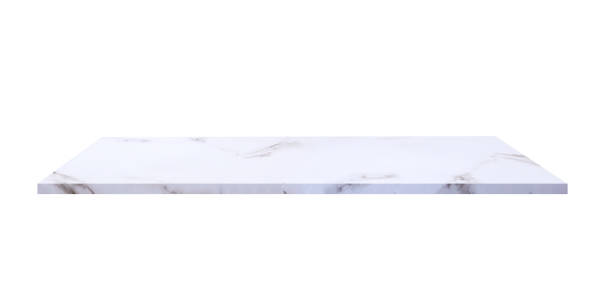 White marble panel for home interior decoration or shelf and counter mockup display presentation Isolated on white background with clipping path