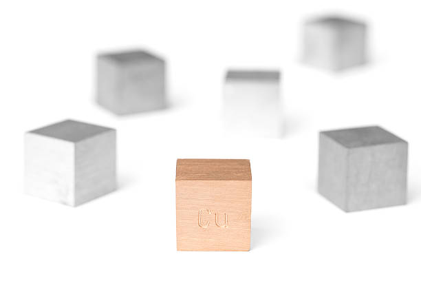 Variety of metal cubes isolated on white