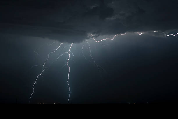 Lightning in the Arizona desert stock photo