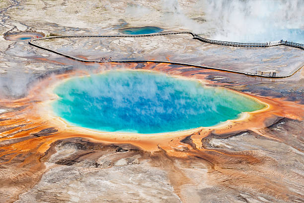Grand Prismatic Spring in Yellowstone Park stock photo