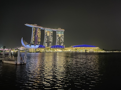 SINGAPORE-Jan 18, 2018: A beautiful view of Marina Bay Sands along with ArtScience Museum.