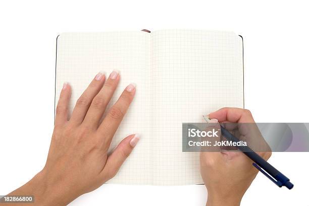 Escrevendo Em Um Caderno Em Branco - Fotografias de stock e mais imagens de Livro - Livro, Aberto, Adulto