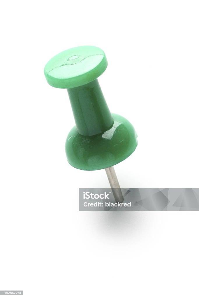 Green Push Pin "Green push pin, isolated on white background.Similar images -" Green Color Stock Photo