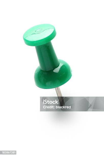 Green Push Pin Stock Photo - Download Image Now - Green Color, Thumbtack, Accuracy