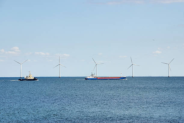 istock Industrial ships and wind turbines 182867425