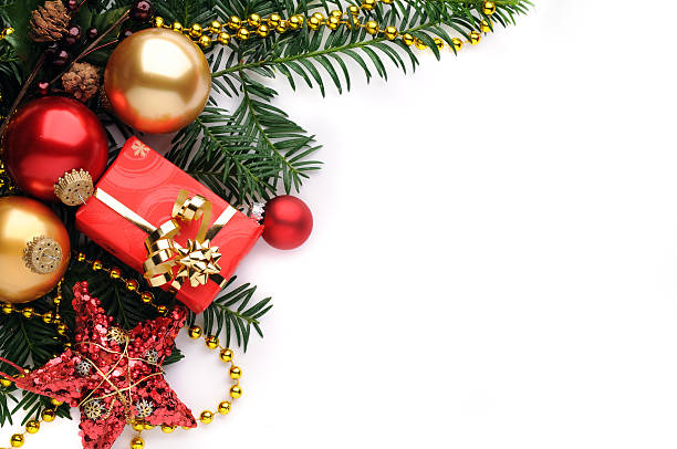 Christmas background in red, gold and green "Christmas background in red, gold and green with copy space" red green and gold christmas trees stock pictures, royalty-free photos & images
