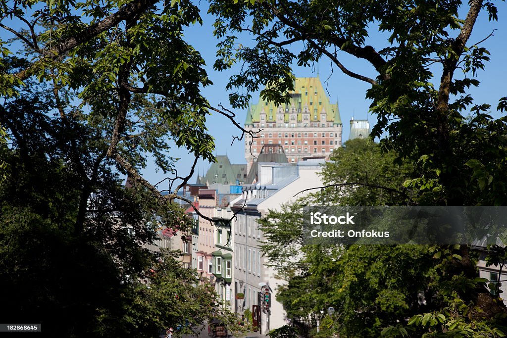 Chateau Frontenac al tramonto, Quebec city, Canada - Foto stock royalty-free di Albergo