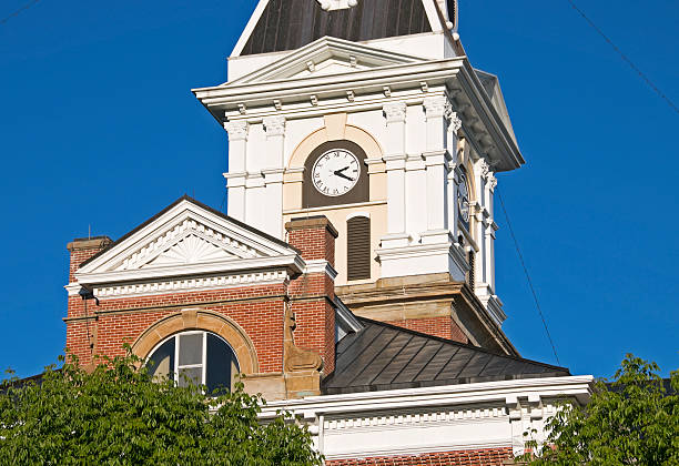 County courthouse with broken clock in midwest USA