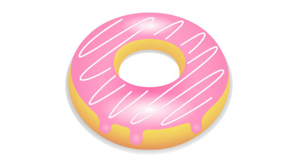 ilustrações de stock, clip art, desenhos animados e ícones de fried delicious sweet donut with sweet pink glazed topping - meals on wheels illustrations