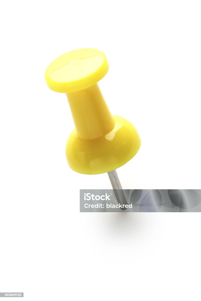 Yellow Push Pin "Yellow push pin, isolated on white background.Similar images -" Thumbtack Stock Photo