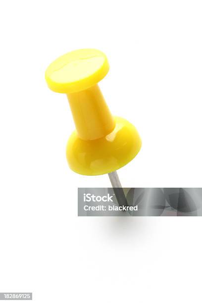 Yellow Push Pin Stock Photo - Download Image Now - Thumbtack, Yellow, Accuracy